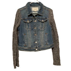 Anthropologie Pilcro And The Letterpress Womens Jean Jacket Blue Black Stretch M